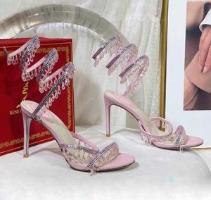 2023 sandales 95mm luxe diamant serpentine enveloppé romain talons hauts argent designer robe de banquet shoes35-43