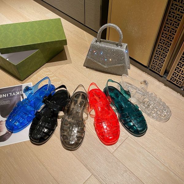 2023 Sandalias Cristal transparente Pescador Zapatos de tela casuales Zapatos de lentejuelas de lona Zapatillas planas Zapatos de mujer de cuero de diseñador Zapatos blancos de primavera y verano