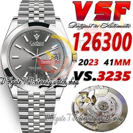 2023 sbf126300 DD3235 VSA3235 Automatisch Herenhorloge 41MM Gepolijste Bezel Grijze Wijzerplaat Stick Markers SS 904L JubileeSteel Armband Super Edition eeuwigheid Horloges