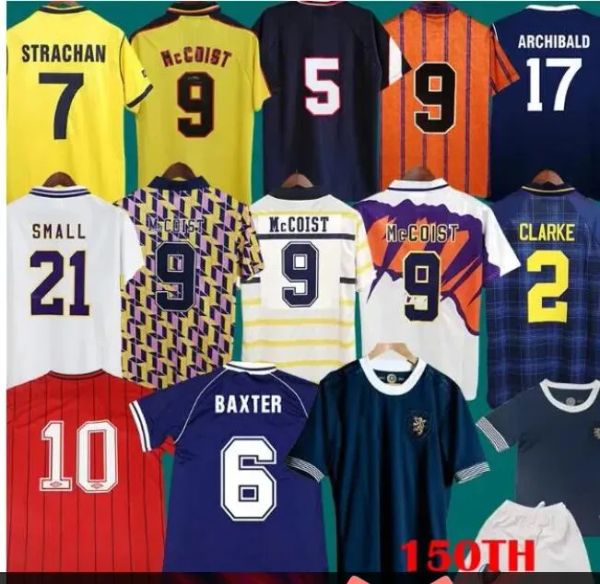 2023 Ecosse Jerseys de football 150e 1978 82 86 88 89 90 98 Coupe du monde Scotland Shirts Football 1991 92 93 94 96 Collection vintage Stachan McStay Uniformes Top Shirts