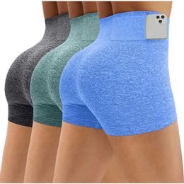 2023 Pantalones cortos de cintura alta sin costuras para dar forma al cuerpo, pantalones cortos de Yoga para entrenamiento de caderas de melocotón y levantamiento de glúteos
