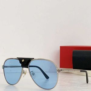 2023 Season Hot Selling Mens Brand Designer Santos de zonnebril voor dames piloten koehide neusbrug metaal hout spiegelpoten UV400 mode CT0037 F1HY