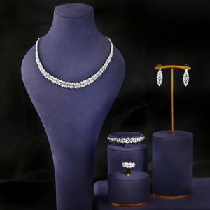 2023 Verkopen van 4 -piece sieraden set kubieke zirkonia voor dames bruiloftsfeestaccessoires Dubai Saoedi -Arabië 240506