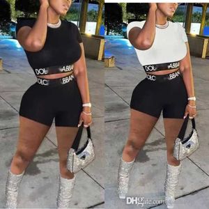 2023 Sexy Fashion Sports Yoga Tracksuits Casual Printing Letter Tailleband Slim Fit Two -Pally Set