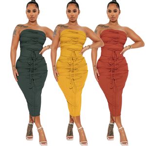 2023 Sexy strapless verbandjurken vrouwen slanke fit bodycon lange potloodjurk gratis schip