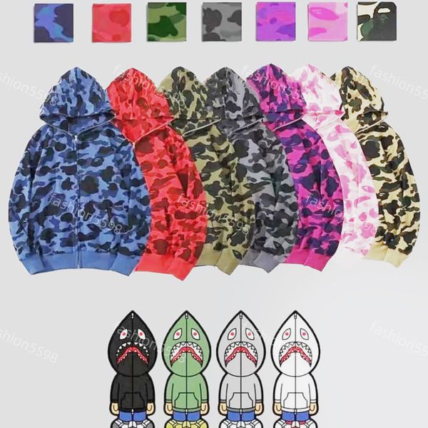 2023 Shark Hoodies Hombres Mujeres Moda Hombres Deisigners Sudaderas con capucha Dibujos animados Tiburones Impresión Sudaderas con capucha Chaqueta Hombre High1 Quality Casual Sudaderas Tamaño S-3XL