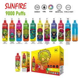 2023 Shenzhen best verkopende Sunfire 9000 Puffs 9K Wegwerpvape E Sigarette Tornado 7000 Damp -oplaadbare trekjes 9000 10000 Vapers Apparaat 0% 2% 5 mg Factory Instock