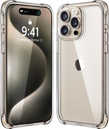 2023 Schokbestendig iPhone 15 Pro-hoesje Kristalheldere bescherming van militaire kwaliteit Vergelingsbestendig Krasbestendig Telefoonhoesje aan de achterkant voor iPhone 15/14/13/12/11/XR/XS