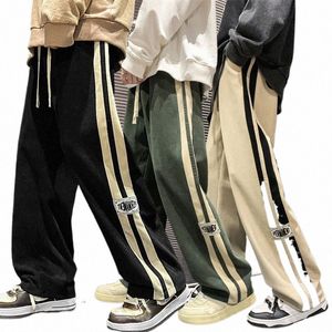 2023 Side Gestreepte Corduroy Baggy Broek Mannen Streetwear Koreaanse Fi Casual Hip Hop Vintage Cargo Broek Losse Broek Joggers y15a #