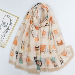 2023 Zijden Sjaal Print Hoofddoek Kat Haar Wrap Halsdoek Vrouwelijke Satijnen Vierkante Sjaal Voor Vrouwen Hoofdband Foulard Hijab Bandana