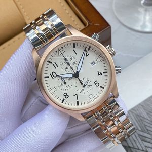 2023 Six Stitches Luxury Mens Watches Alle wijzerplaten werken 40 mm in diameter kwarts kijken hoogwaardige Europese top luxemerk chronograaf Clock mode stalen riem