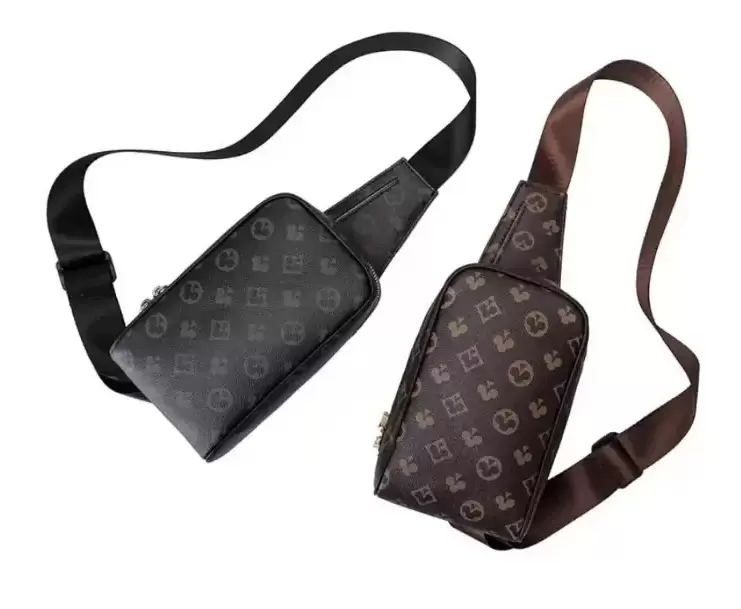 2023 Sling Bag Erkekler Crossbody Erkekler Sıradan Sportif Omuz Çantaları Erkek Göğüs Paketi Bel Çanta Lüks Messenger Moda El Çantası Gerçek Taiga Deri Tuval