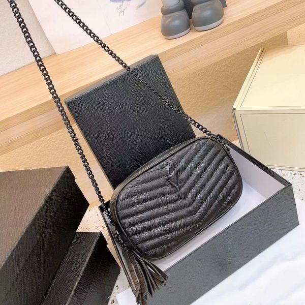 2023 Mini Crossbody Camera Bags bolso de diseñador bolso de cadena de hombro de lujo Borla de cuero Cross Body Tiny Flaps Zig Zag Letters 5A