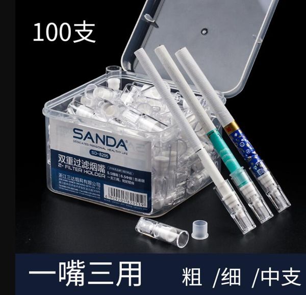 2023 Pipas para fumar SD-8205 boquilla filtrante desechable 100 piezas de tabaco desechable para cigarrillos grueso y fino de tres usos