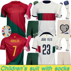 Maillots de football 2023 Bruno FERNANDES DIOGO J. DANILO Portuguesa 2022 Joao Felix 22 23 Maillot de football BERNARDO Portugieser Costume enfant avec chaussettes uniformes