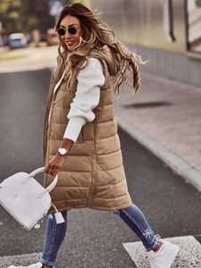 2023 vaste kleurkap met een enkele borsten middelste lengte katoenvest Vest slanke vest warme jas puffer jas vrouwen