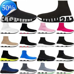 2023 Speed ​​Designer Graffiti Mens Dames Casual Sock Shoes Snelheid Keep Warm Fashion Black Pink Rose Hortensia Blue Geel Beige Neon Red Socks Shoe Gai Sneakers 36-45