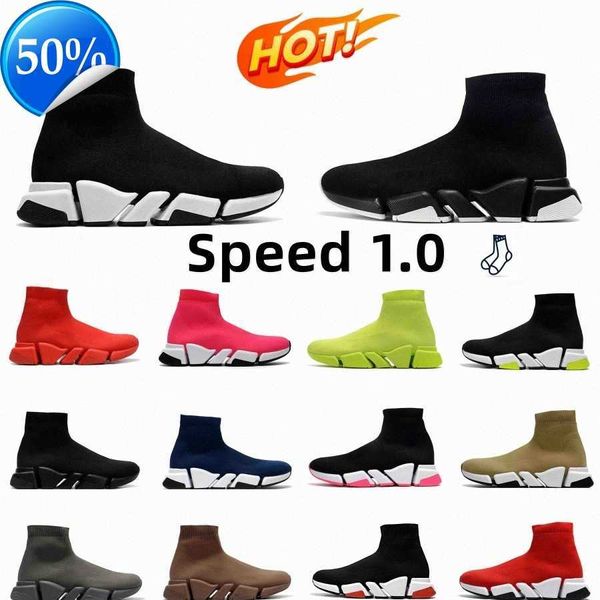 2023 Speed Designer Chaussette Chaussures Hommes Chaussette Chaussures Authentique Baskets Vitesse 2.0 Graffiti Blanc Rose Triple Noir Unc Blues Nouveau Beige Orange l1ie #