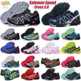 2023 Speedcross 3 zapatos casuales Solomon Men Walking Ourdoor Zapatos deportivos Speed cross Verde Negro Negro Gris Verde Zapatos deportivos para caminar Zapatillas de deporte