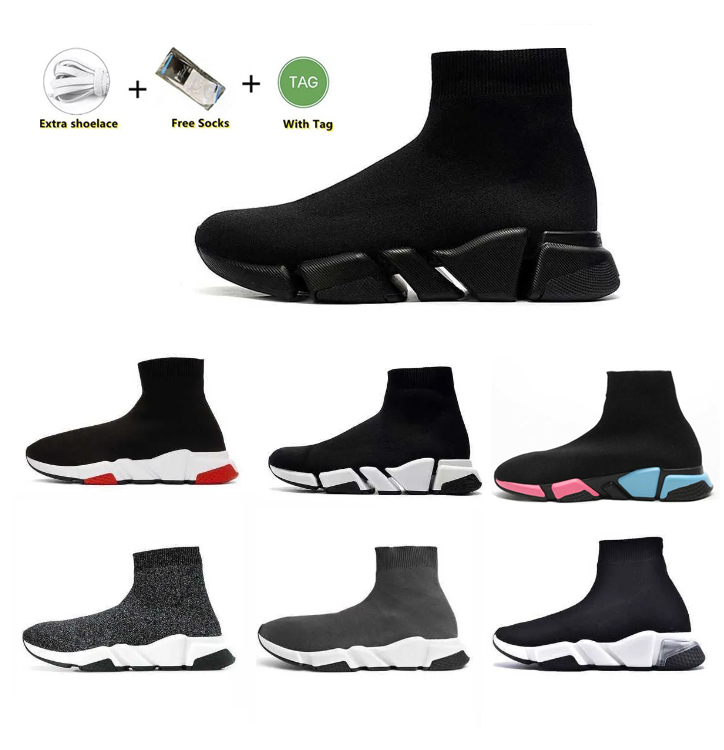 2023 Speeds 2.0 1.0 Schuhe Plateau Sneaker Herren Damen Tripler Paris Socken Stiefel Ganz Schwarz Weiß Blau Hell Splitter Braun Rubin Graffiti Vintage Beige Rosa Luxus Trainer 1