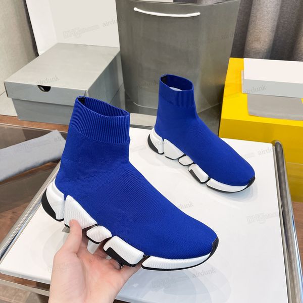2023 Speeds 2.0 Shoe Platform Sneaker Hombres Mujeres Designer Tripler Paris Calcetines Botas Negro Blanco Azul Light Sliver Marrón Ruby Beige Pin