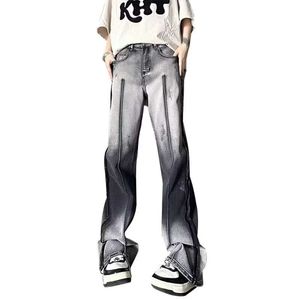 2023 Jeans épissé Old American Zipper High Street Trendient Gradient Straight Loose Loned Long Pantalon