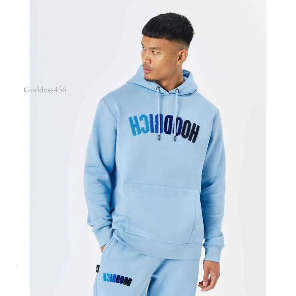 2023 deportes Hoodrich chándal carta toalla bordado invierno sudadera con capucha para hombres colorido azul sólido barato Loe