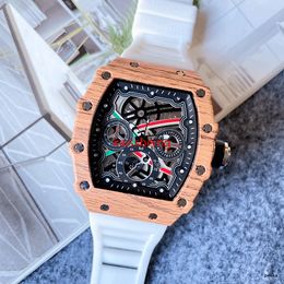 2023 Sport Heren Luxury Ladies Kijk Silicone Anti-Fouling Riem horloges HOUT GRAIN DIAL High-End Quartz Watch