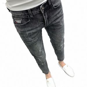 2023 printemps et automne nouveau fi couleur unie élastique petit pied pantalon décontracté mince confortable jeans de haute qualité 27-34 Y0eo #