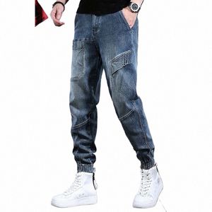 2023 Printemps et automne Nouvelle tendance Fi Rétro élastique Haren Pantalons pour hommes Confort décontracté Grande taille Chaud Jeans de haute qualité M-3XL Z4W7 #