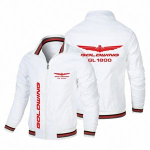 2023 Primavera y otoño Nuevo HDA Red Gold Wings GL1800 Biker Jacket Pilot Fi Windbreaker Trendy Traje de béisbol Logotipo de los hombres B1LX #