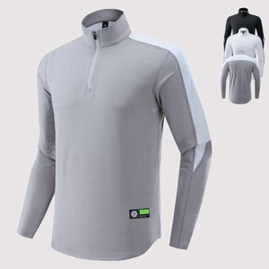 T-shirt de sport à manches longues pour hommes, demi-fermeture éclair, haut de course et de Fitness, nouvelle collection printemps et automne 2023