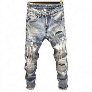 2023 Printemps et automne Nouveaux hommes classiques Fi Trend Jeans déchirés pour hommes Casual élastique confortable pantalon de haute qualité 28-36 p1dL #