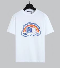 2023 Primavera y verano Nueva impresión de algodón de alta calidad Manga corta Panel de cuello redondo Camiseta Tamaño de la UE Color Negro Blanco Diseñador Camiseta Moda
