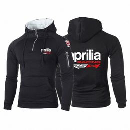 2023 Primavera Otoño Hombres Aprilia Racing RSV4 Logo Imprimir Fi Slim Half Zipper Color sólido Cuello alto Fitn Sudaderas con capucha D0vA #