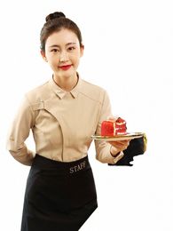 2023 Printemps / Automne Nouveau Logo du client de boulangerie Broder Uniforme de travail Restauration Pâtissier Master Shirt + Apr Set Hotel Waitr Cloth E6jb #