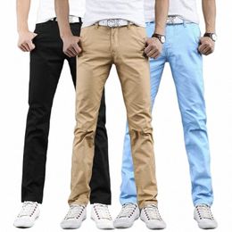 2023 printemps automne nouveaux pantalons décontractés hommes Cott Slim Fit Chinos Fi pantalons hommes marque vêtements 9 couleurs grande taille 28-38 R9ZD #