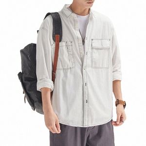 2023 Printemps Automne Nouveau Cott American Cargo Shirt Vêtements classiques Japonais Rétro Nostalgique Jeunes hommes Casual Chemise à manches LG k8bd #