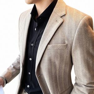 2023 Lente Herfst Streep Blazer Jas Mannen Kleding Fi Twee Butts Slim Fit Casual Suits Jas Busin Formele Hot s-3XL D93D #