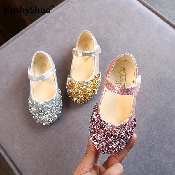 2023 Spring Children Shoes Shoes Girls Princess Glitter Baby Dance Casual Firm Sandals 240415