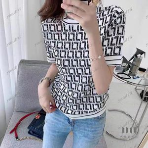 2023 lente designer mode Dames Knits dames gebreide kleding luxe F alfabet Zware industrie high-end comfortabele trui met korte mouwen en ronde hals