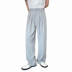 2023 Printemps style coréen plis design pantalons drapés hommes pantalons amples décontractés pour hommes pantalons, taille M-XL i42j #