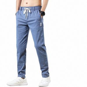 2023 Printemps Pantalon pour hommes Classique Versi Cott Couleur unie Fi Pleine longueur Gris Busin Casual Jeans Pantalon Homme w3Ne #