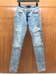 2023 printemps hommes en détresse déchiré maigre beau trou designer jeans ~ taille américaine 28-38 jeans ~ tops qualité slim moto moto biker causal denim pantalon hip hop jeans
