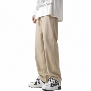 2023 Primavera Nuevos pantalones casuales Hombres Cott Color sólido Busin Fi Slim Fit Khaki Pantalones delgados para hombre LG Pant P81V #