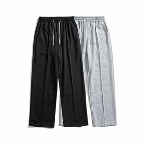 2023 Printemps Nouveaux hommes Baggy Pantalons de survêtement coréen Fi Streetwear Gris clair Pantalon droit à jambes larges Pantalon décontracté Homme f1aD #