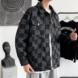 2023 printemps nouvelles vestes pour hommes corée mode plaid jean manteau homme classique style européen denim manteaux couple top vêtements d'extérieur collège