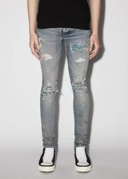 2023 Spring Nieuw model Luxe heren Divered gescheurde Skinny Designer Jeans ~ US-maat 28-38 jeans ~ Hoge kwaliteit slanke motorfiets moto Biker causale denim broek hiphop jeans