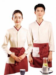 2023 Printemps Date Restaurant Femmes Chinois Fi Vêtements de travail Restauration Hôtel Personnel Uniformes Hotpot Shop Logo Chemise personnalisée R8p4 #