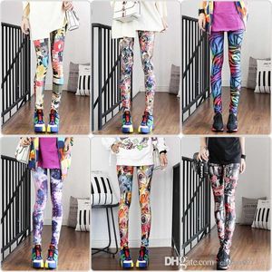 2023 Spring gepersonaliseerde etnische stijl Gedrukte leggings dames melk zijden strakke broek vertonen dunne yoga capris